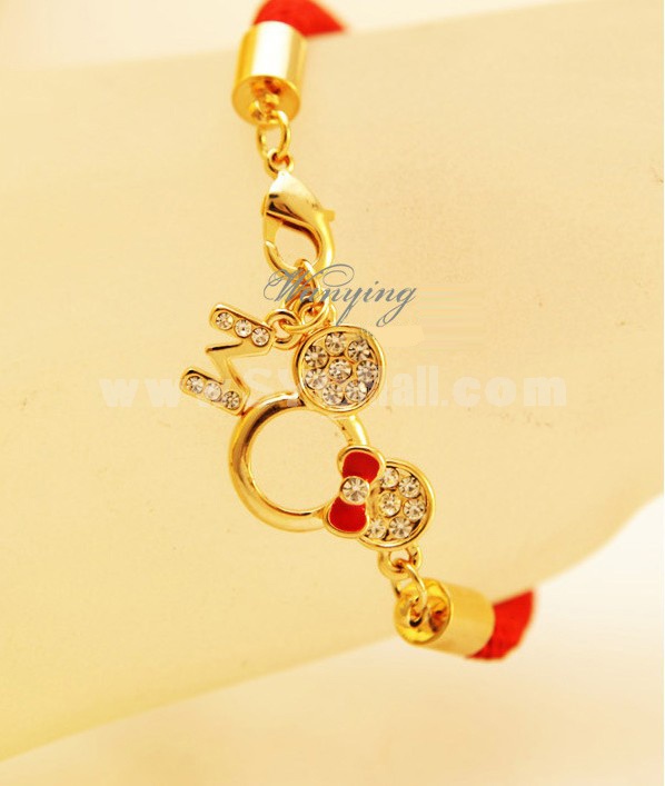 Wanying Cute Mickey Crystal Knit Bracelet