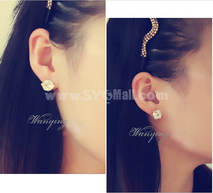 Wanying Stylish Square Crystal Stud Earrings