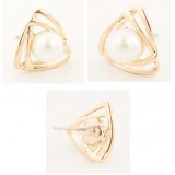 Wholesale - Wanying Stylish Triangle Pearl Stud Earrings