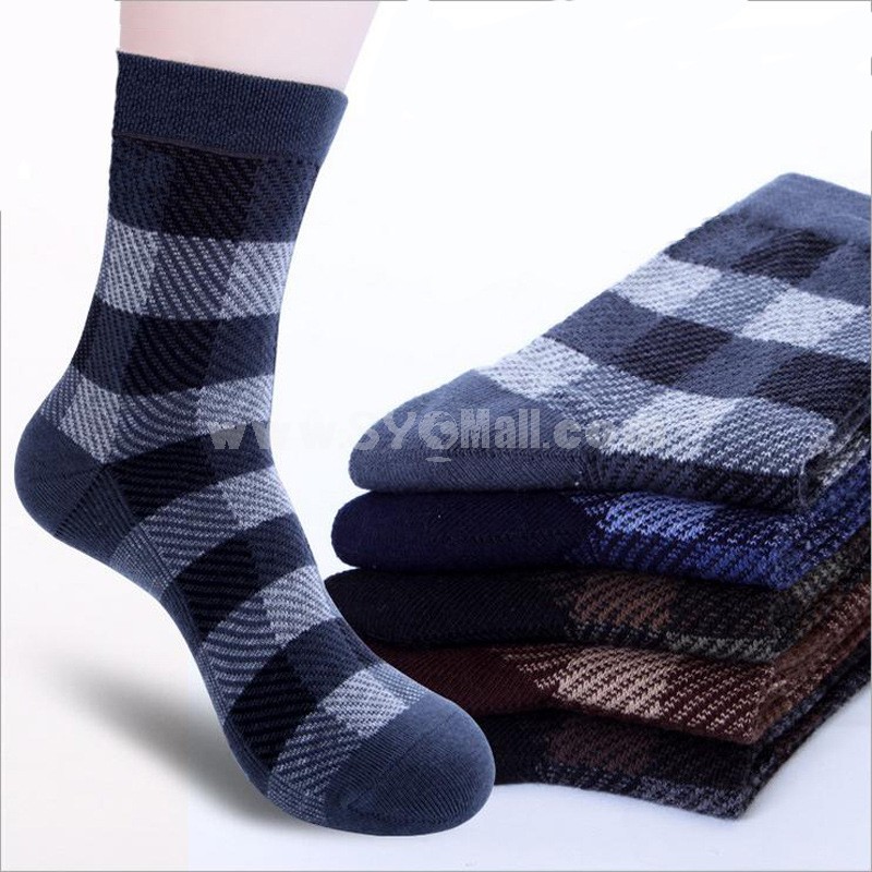 10pcs/Lot Men Cotton Socks Men Formal Socks Checks Pattern Mixed Colors