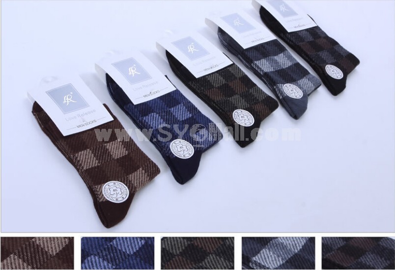 10pcs/Lot Men Cotton Socks Men Formal Socks Checks Pattern Mixed Colors