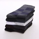 Wholesale - 10pcs/Lot Men Winter Thickened Cotton Socks Formal Socks Checks Pattern Mixed Colors