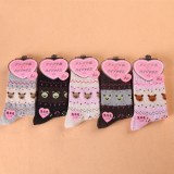 Wholesale - 10pcs/Lot Cartoon Women Winter Thickened Cony Hair Socks Room Socks -- Three Bears Mixed Colors