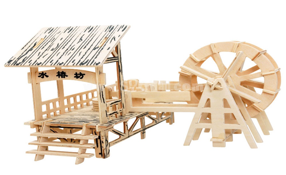 DIY Wooden 3D Jigsaw Puzzle Model Water Supplies Tsubaki Lane 24*24*16cm/9.45*9.45*6.3inch