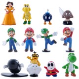 wholesale - Super Mario Action Figures Mini PVC Toys 12Pcs Set 4-6.5cm/1.6-2.6Inch Tall