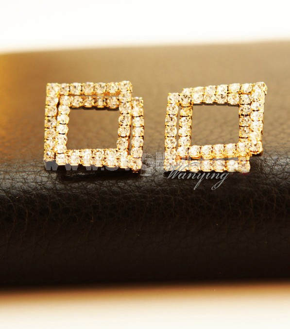 Wanying Square Crystal Stud Earrings
