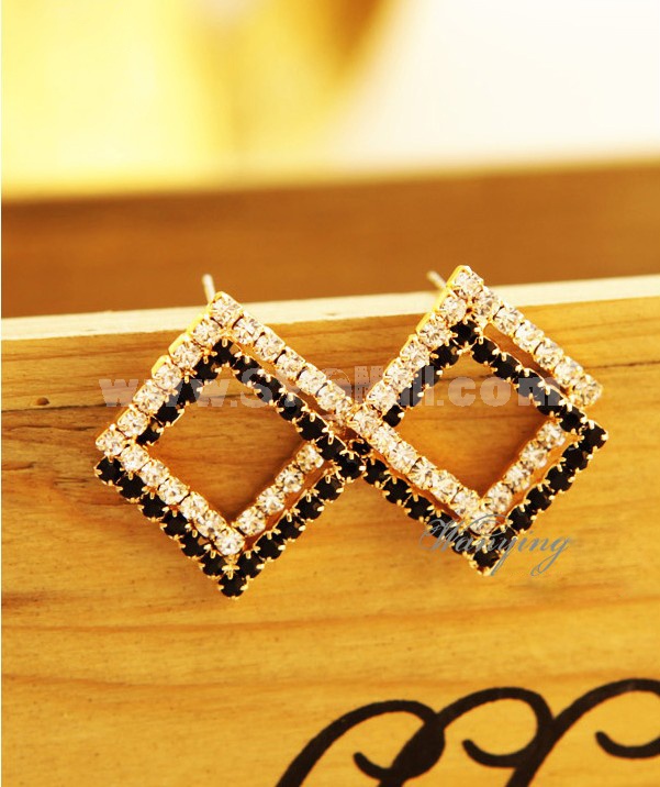 Wanying Square Crystal Stud Earrings