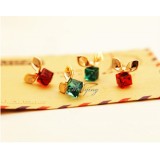 Wholesale - Wanying Square Crystal Alloy Stud Earrings 