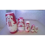 wholesale - 5pcs Set Handmade Wooden Nesting Doll Toy - Wishing Angel Girls 15cm/6"