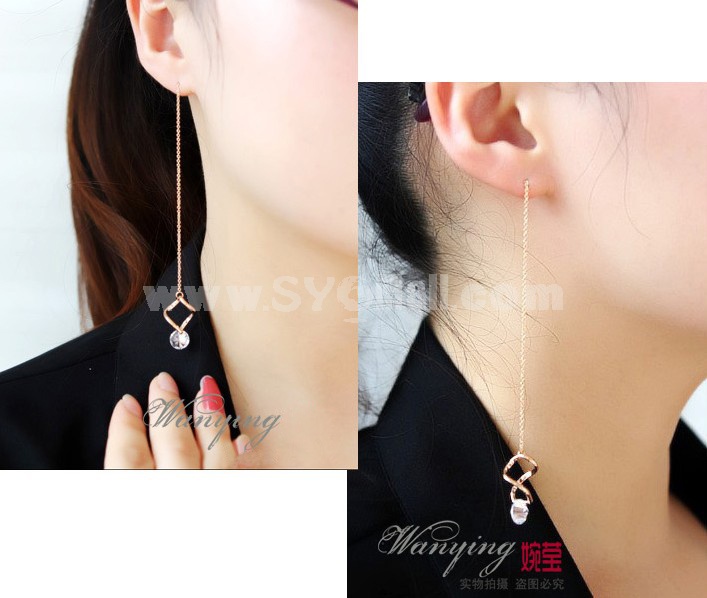 Wanying Stylish Crystal Rose Gold Drop Earrings