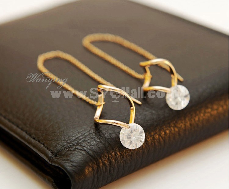 Wanying Stylish Crystal Rose Gold Drop Earrings