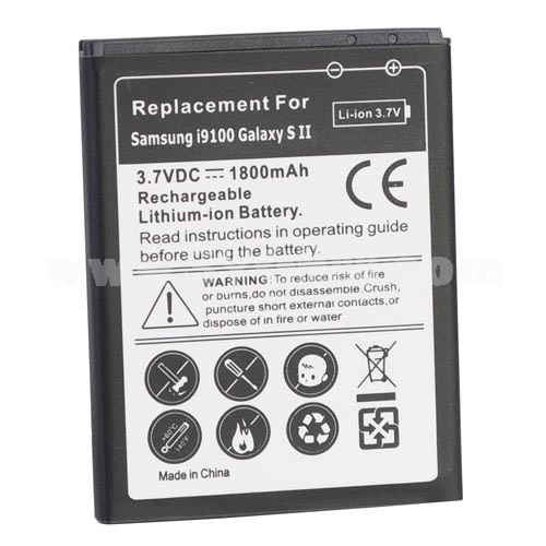 1800mAh Rechargeable Replacement Battery for Samsung Galaxy S2 i9100