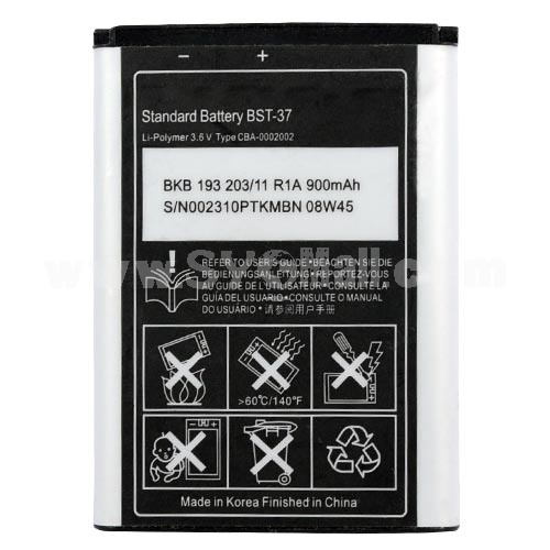 New Standard Battery For Sony Ericsson BST-37 900mAh
