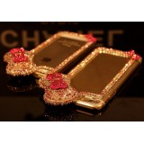 Wholesale - Bling Bowknot Red Flower Rhinstone Crystal Handmade Diamond Hard Back Case Cover for Apple iPhone 6 / 6 Plus 