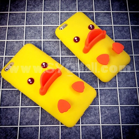 3D Rubber Duck Silica gel Protection Cell Phone Cases for Apple iPhone 6 / 6 Plus 