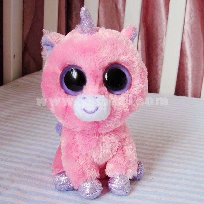 Original TY Big Eyes Collection Pink Unicorn Plush Toys For Gift 15cm/5.9inch