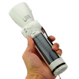 Wholesale - Solar Power Hand-Winding Crank Dynamo 4 LED Flashlight Torch+FM Radio+Charger - White