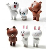 Wholesale - Line App Emoticons Doll Usbbown Bear Cony Rabit PVC Action Figure Toys 6Pcs Set