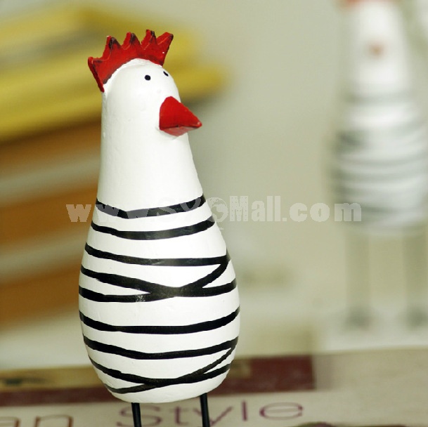 Zakka Hand Made Wood Crafts Coloured Drawing Home Decoration Circular Engravure Ctripe Chicken 3Pcs Set 