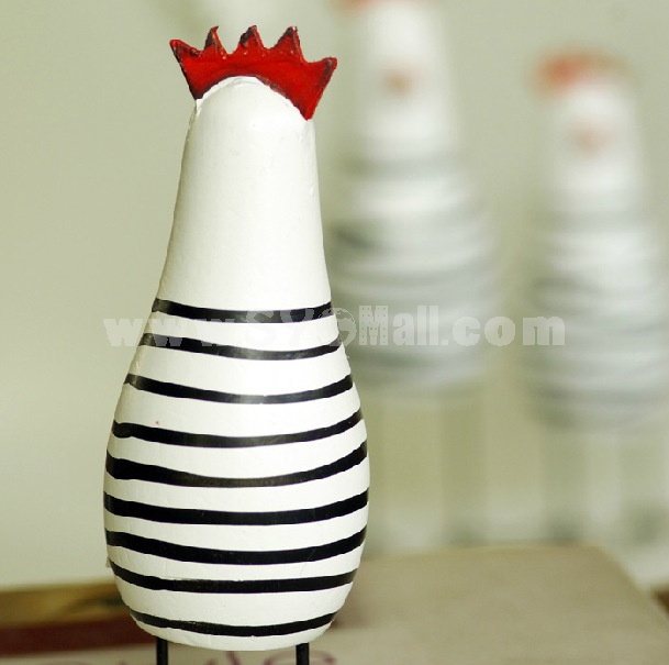 Zakka Hand Made Wood Crafts Coloured Drawing Home Decoration Circular Engravure Ctripe Chicken 3Pcs Set 