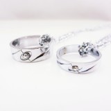 Wholesale - Jewelry Lovers Neckla Created Infinity Chain Pendant Ring Couple Necklace 2Pcs Set XL239