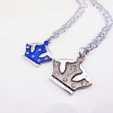 Wholesale - Jewelry Lovers Neckla Created Infinity Chain Pendant Crown Couple Necklace 2Pcs Set XL230