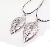 Wholesale - Jewelry Lovers Neckla Created Infinity Chain Pendant Leaf Drill Couple Necklace 2Pcs Set XL210