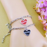 Wholesale - Jewelry Lovers Bracelets Created Infinity Charm Chain Peach Hearts Couple Bangles 2Pcs Set