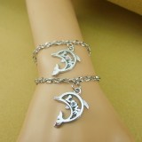 Wholesale - Jewelry Lovers Bracelets Created Infinity Charm Chain Dolphin Love Couple Bangles 2Pcs Set