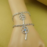 Wholesale - Jewelry Lovers Bracelets Created Infinity Charm Chain Lucky Grass Clovers Couple Bangles 2Pcs Set