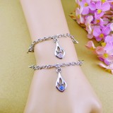 Wholesale - Jewelry Lovers Bracelets Created Infinity Charm Chain Water Droplet Crystal Couple Bangles 2Pcs Set