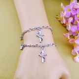 Wholesale - Jewelry Lovers Bracelets Created Infinity Charm Chain Christian Cross Couple Bangles 2Pcs Set
