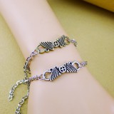 Wholesale - Jewelry Lovers Bracelets Created Infinity Charm Chain Wings Couple Bangles 2Pcs Set