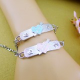 Wholesale - Jewelry Lovers Bracelets Created Infinity Charm Chain Love Heart Couple Bangles 2Pcs Set