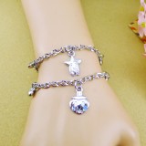 Wholesale - Jewelry Lovers Bracelets Created Infinity Charm Chain Cantoon Couple Bangles 2Pcs Set