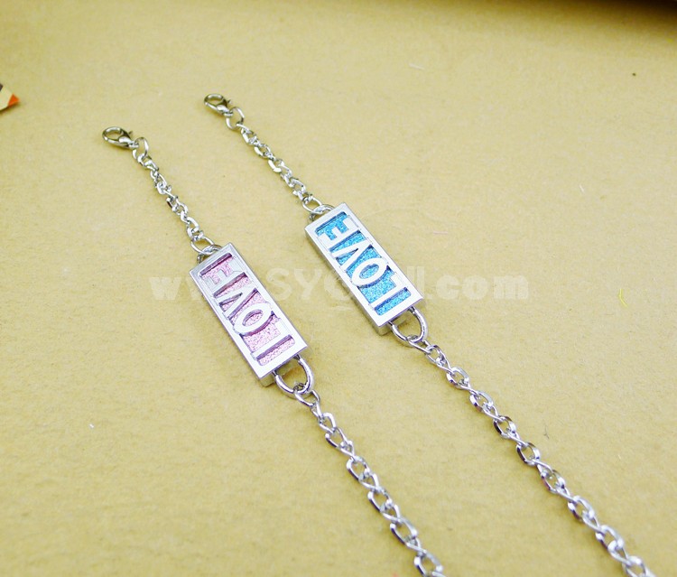 Jewelry Lovers Bracelets Created Infinity Charm Chain LOVE Couple Bangles 2Pcs Set
