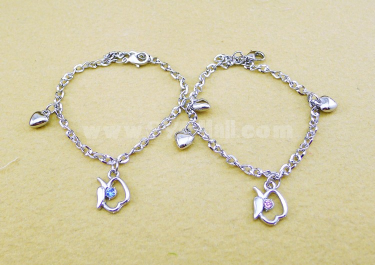 Jewelry Lovers Bracelets Created Infinity Charm Chain APPLE Couple Bangles 2Pcs Set