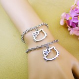 Wholesale - Jewelry Lovers Bracelets Created Infinity Charm Chain Hello kitty Couple Bangles 2Pcs Set