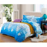 Wholesale - SIMOYO Vintage Designed Blue Flower Pattern 4pcs Comforter Set Queen Size