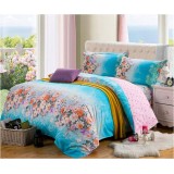 Wholesale - SIMOYO Vintage Designed Sea and Flower Pattern 4pcs Comforter Set Queen Size