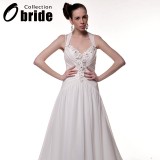 Wholesale - A-line Sweep Train Halter Wedding Dress
