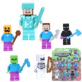 wholesale - MineCraft Minifigures Block Mini Figure Toys 6Pcs Set 