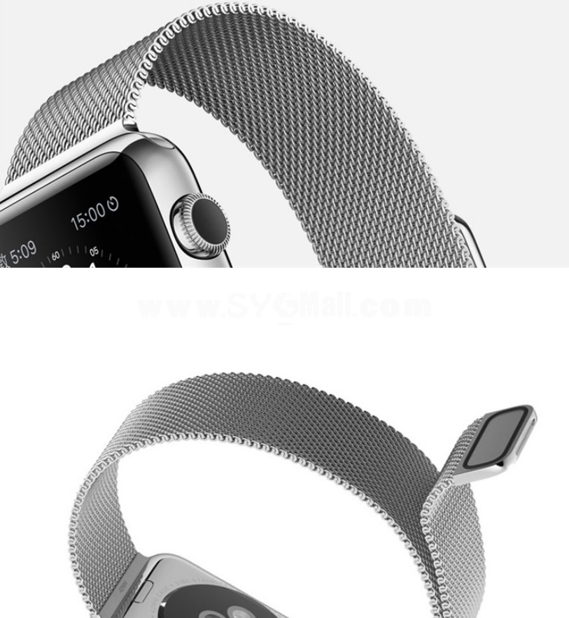 Apple Watch Band - Milanese Loop Stainless Steel Bracelet Smart Watch Strap for Apple Watch 38MM, No Buckle Needed