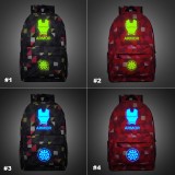 Wholesale - Iron Man Backpacks Luminous Fashionable Plaid Shoulder Rucksacks Schoolbags