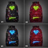 Wholesale - Superman Backpacks Luminous Fashionable Plaid Shoulder Rucksacks Schoolbags