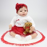Wholesale - 22" High Simulation Girl Baby Doll and Plush Bear NPK-021