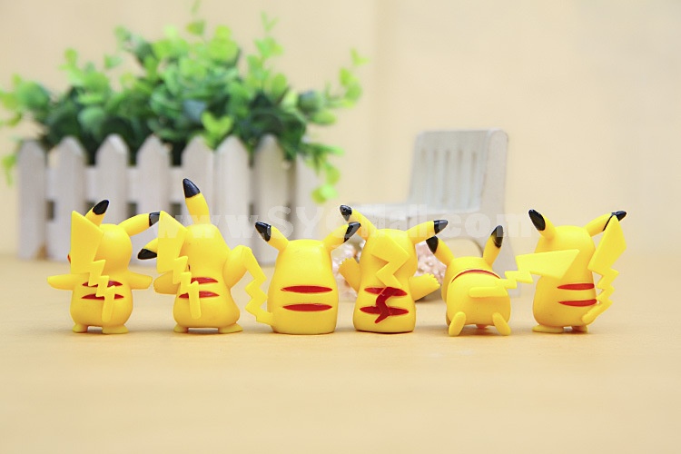 6Pcs Set Pokemon Pikachu Roles Action Figures PVC Toys 1.5Inch Tall 2nd Version