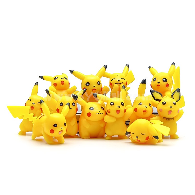 12Pcs Set Pokemon Pikachu Roles Action Figures PVC Toys 2-5cm/1-2Inch Tall 4th Version