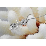 Wholesale - ZIBAONI Stylish 925 Sterling Silver Fish Shape Diamond Necklace 