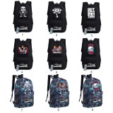 Wholesale - Undertale 18" Backpacks Fashionable Black / Blue Plaid Shoulder Rucksacks Schoolbags